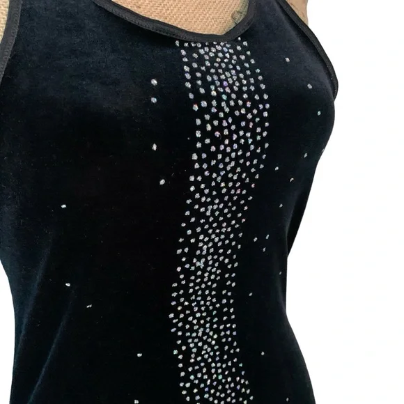 Vintage Black Evening Dress with Splash Rhinestones Size 9/10 - Picture 6 of 8